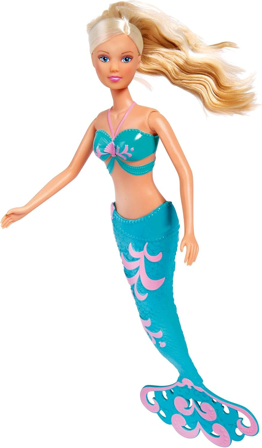 Simba 105733336 - Steffi Love Mermaid Friends, magiczna lalka syrenka z siostrą Evi, figurka delfina i nie tylko, zabawka dla dzieci w wieku 3 lat i starszych