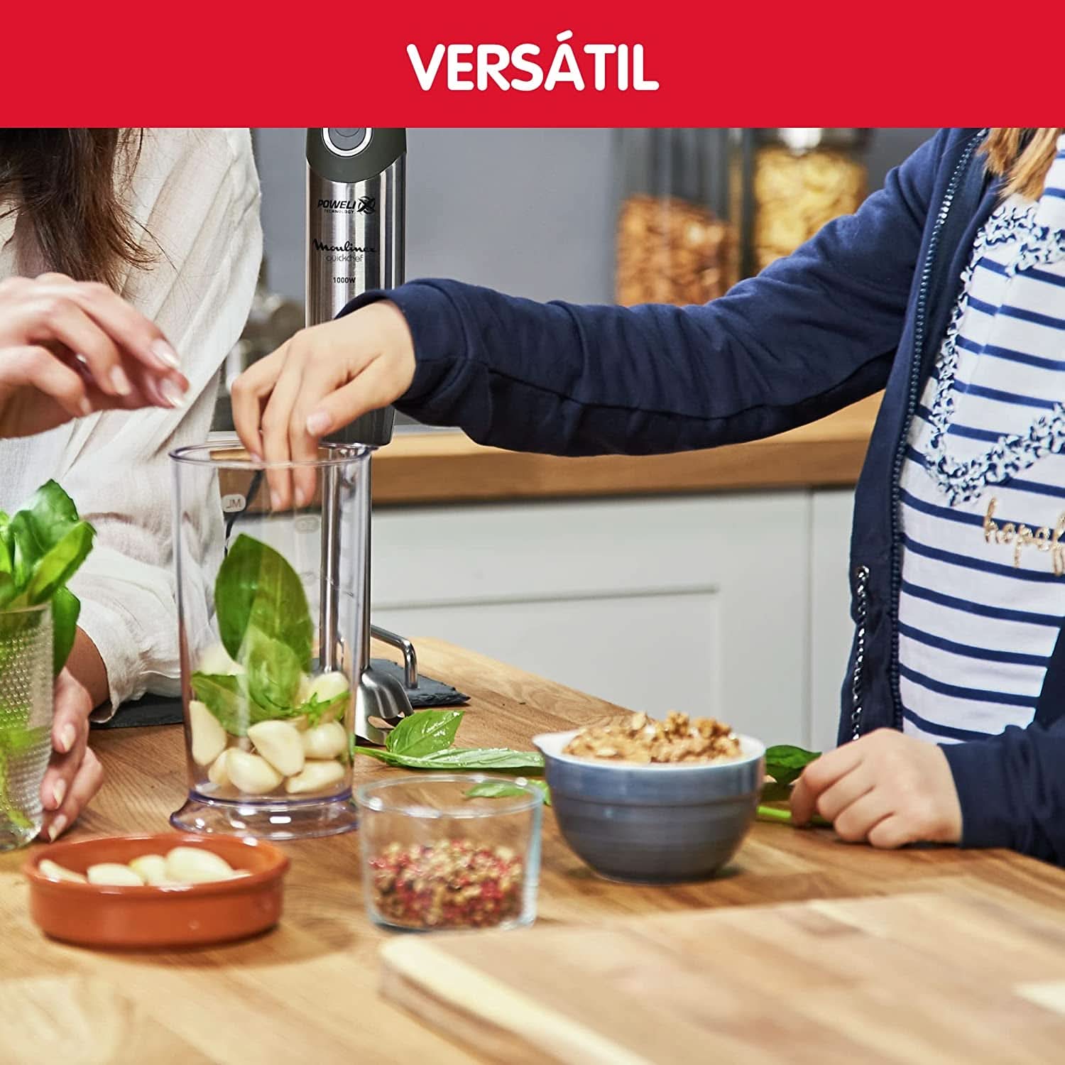 DD6558 DD655810 Quickchef Tauchmikser 3 w 1, technologia Powelix, 3 Zubehörteile, Edelstahl, Stahl/Schwarz Kitchen Naty Shop