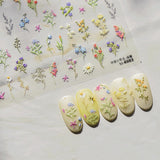 JMEOWIO 3D Nagelsticker Blumen Nail Art Naklejka Selbstklebend Nagelaufkleber 5D Stereoskopisch Frühling Sommer Blumen Dekoration Nageldesign Zubehör 1 Blatt