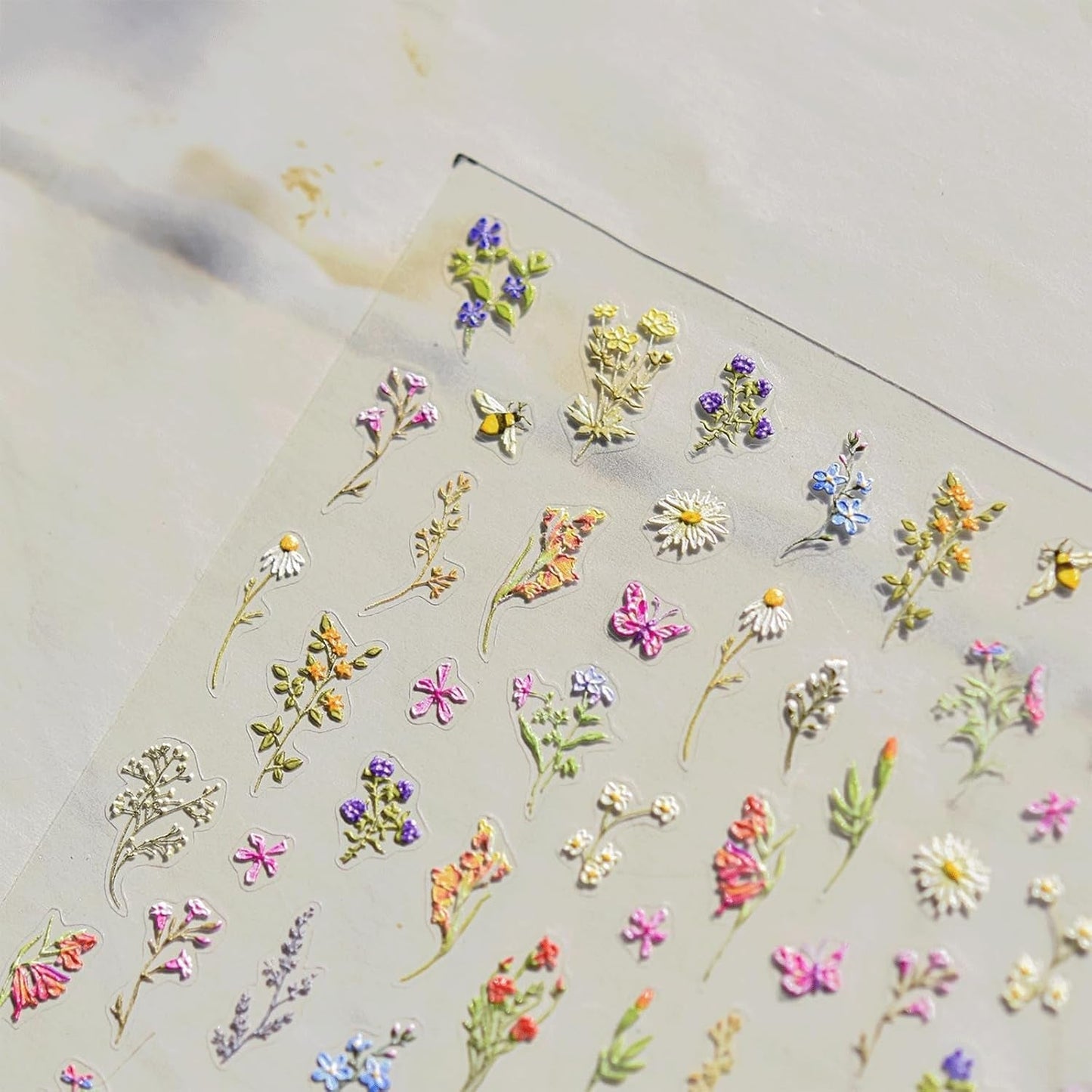 JMEOWIO 3D Nagelsticker Blumen Nail Art Naklejka Selbstklebend Nagelaufkleber 5D Stereoskopisch Frühling Sommer Blumen Dekoration Nageldesign Zubehör 1 Blatt