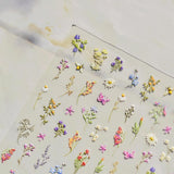 JMEOWIO 3D Nagelsticker Blumen Nail Art Naklejka Selbstklebend Nagelaufkleber 5D Stereoskopisch Frühling Sommer Blumen Dekoration Nageldesign Zubehör 1 Blatt