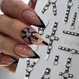 2 szt. 5D wytłoczony gotycki punk Nagelsticker, naklejka Nagel Selbstklebend Kreuz Und X-Form Halloween Nagelaufkleber, Nageldesign Zubehör Für Damen Nail Art