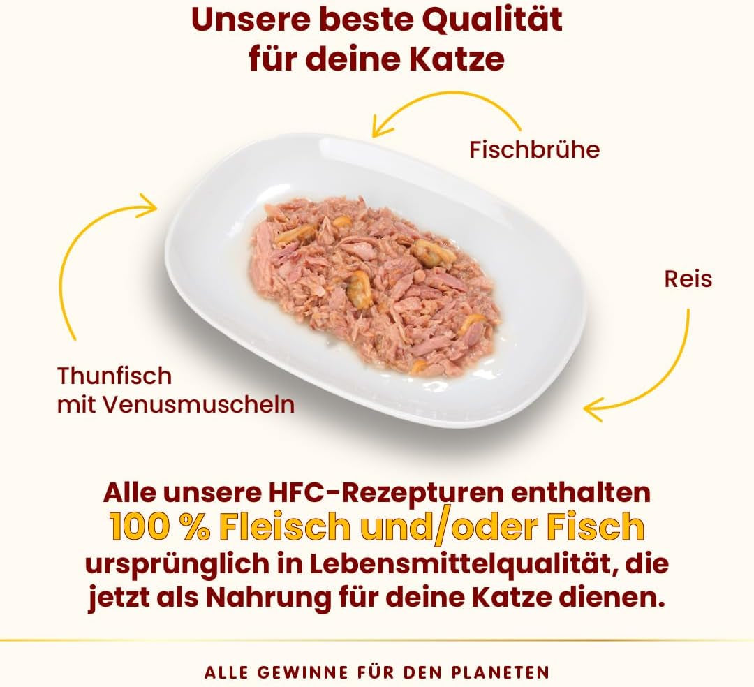Almo Nature HFC Naturalna mokra karma dla kotów - Tuńczyk z małżami, opakowanie 24 szt. (24 x 70g)