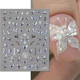2 Blätter Schmetterling Nagelsticker Selbstklebend,Muschel Glitzer Nail Art Motyl Naklejka na paznokcie Lila Grau Schmetterlinge Nagelaufkleber Relief Laserowe motyle Nagel Naklejka Nageldesign Zubehör