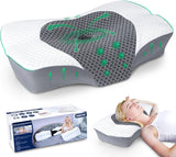 Poduszka ortopedyczna SAHEYER poduszka podtrzymująca szyję poduszka pod głowę ergonomiczna poduszka pod szyję boczna poduszka do spania 60 X 40 X 13/11 cm poduszka z pianki memory dla śpiącego na boku plecy i brzuch Poduszki ortopedyczne szyjki macicy Naty Shop szary