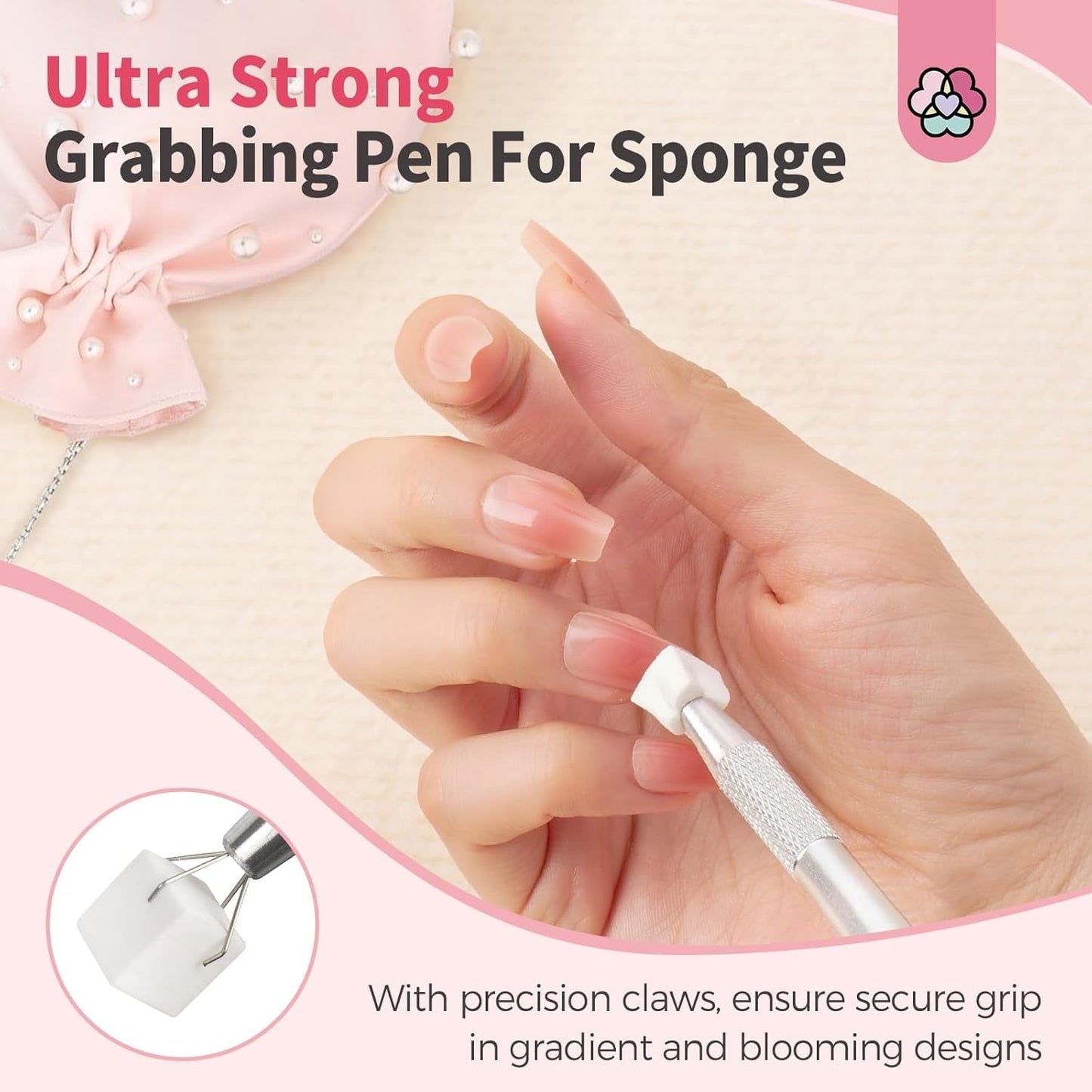 125 Nail Art Schwämme Und 4 Krallen Nail Gąbka Metallgreifer Für Ombre i Gradient Nageldesign, Nagelkunst-Schwamm Pinsel, Maniküre Zubehör Für Nägel, Nail Art Schwämme Für Babyboomer Effekte DIY