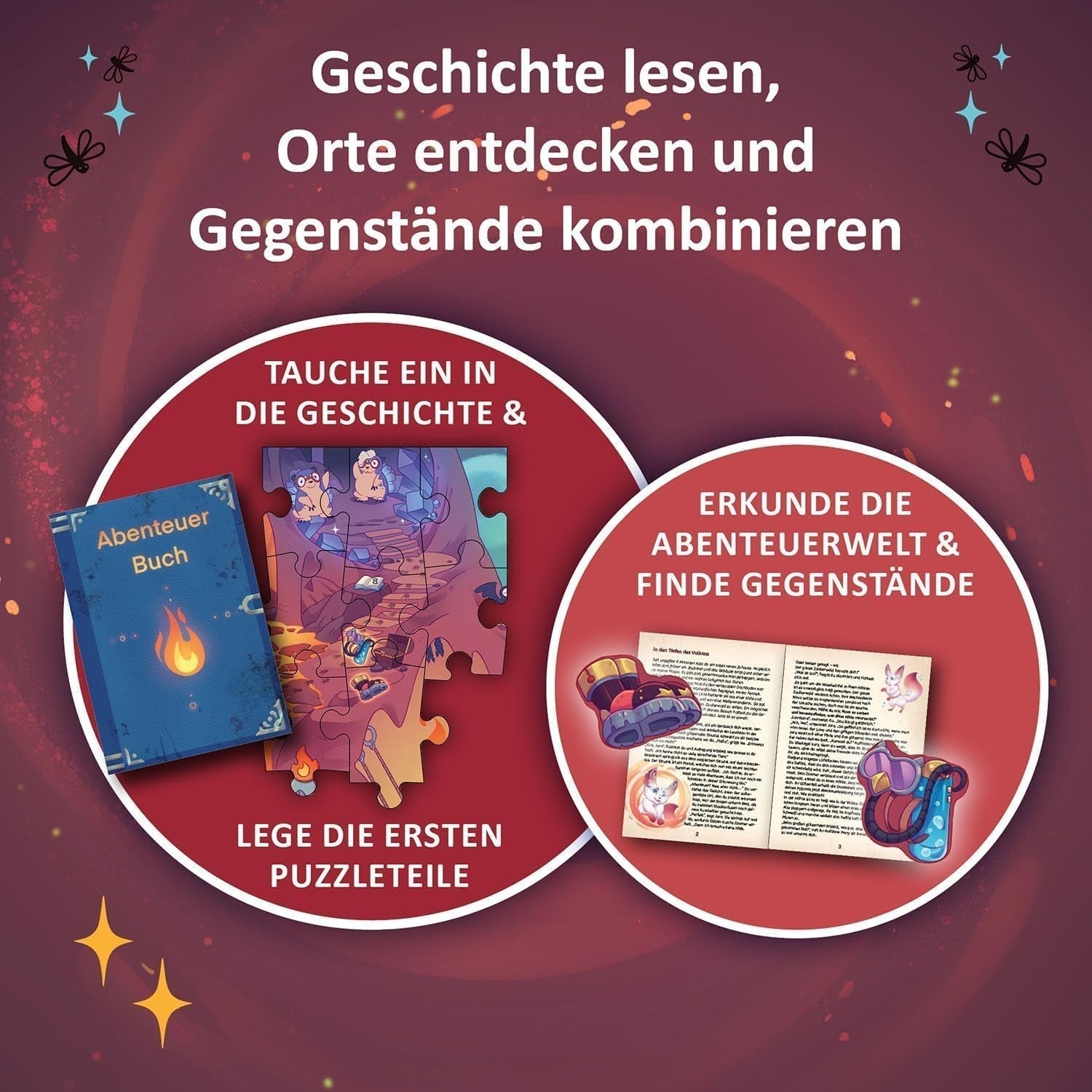 KOSMOS 684853 Puzzle przygodowe Den Tiefen Des Vulkans, 258 elementów, interaktywne puzzle przygodowe dla dzieci w wieku 8+, odkryj historię przygodową z każdym elementem układanki Puzzle Naty Shop