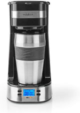 Espressor NEDIS - Kawa filtrowana - 0,4 l - 1 filiżanka - Timer - Czarny / Srebrny