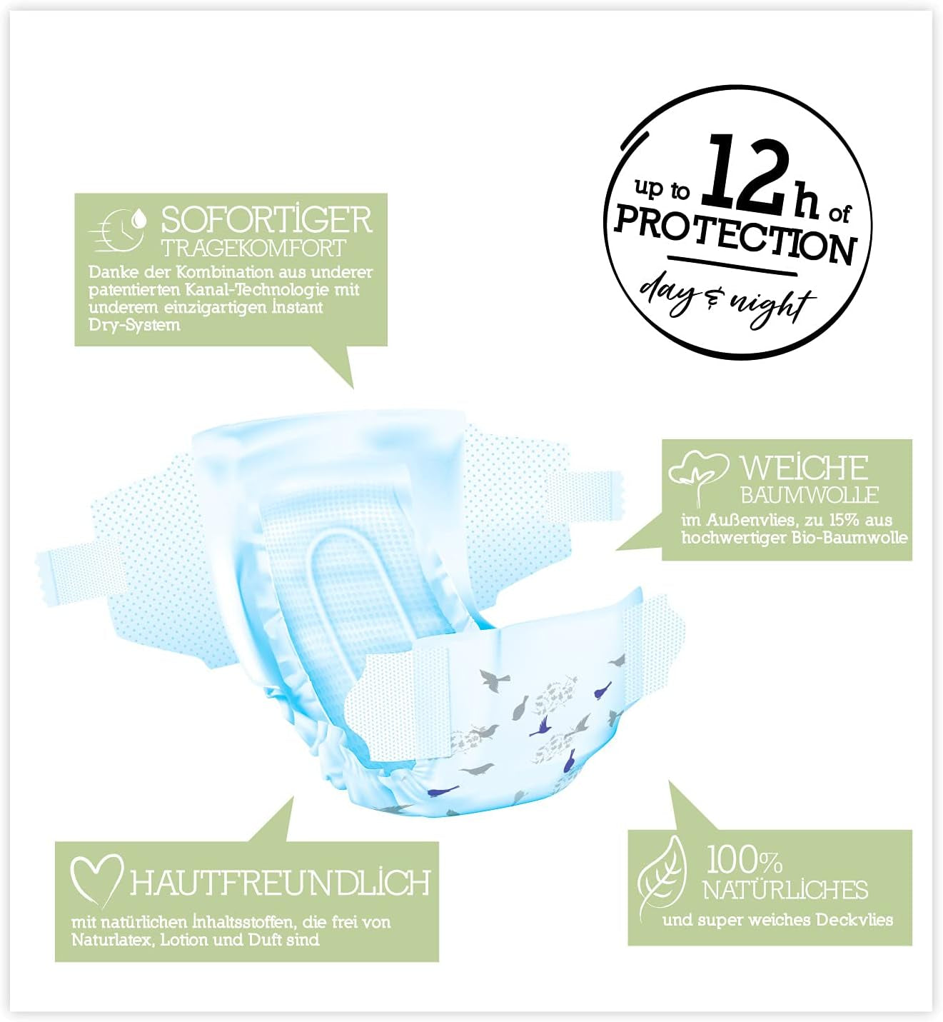 Organiczne pieluszki Pure & Nature Rozmiar 6 XL (17-28kg) Pudełko miesięczne 84 pieluszki organiczne
