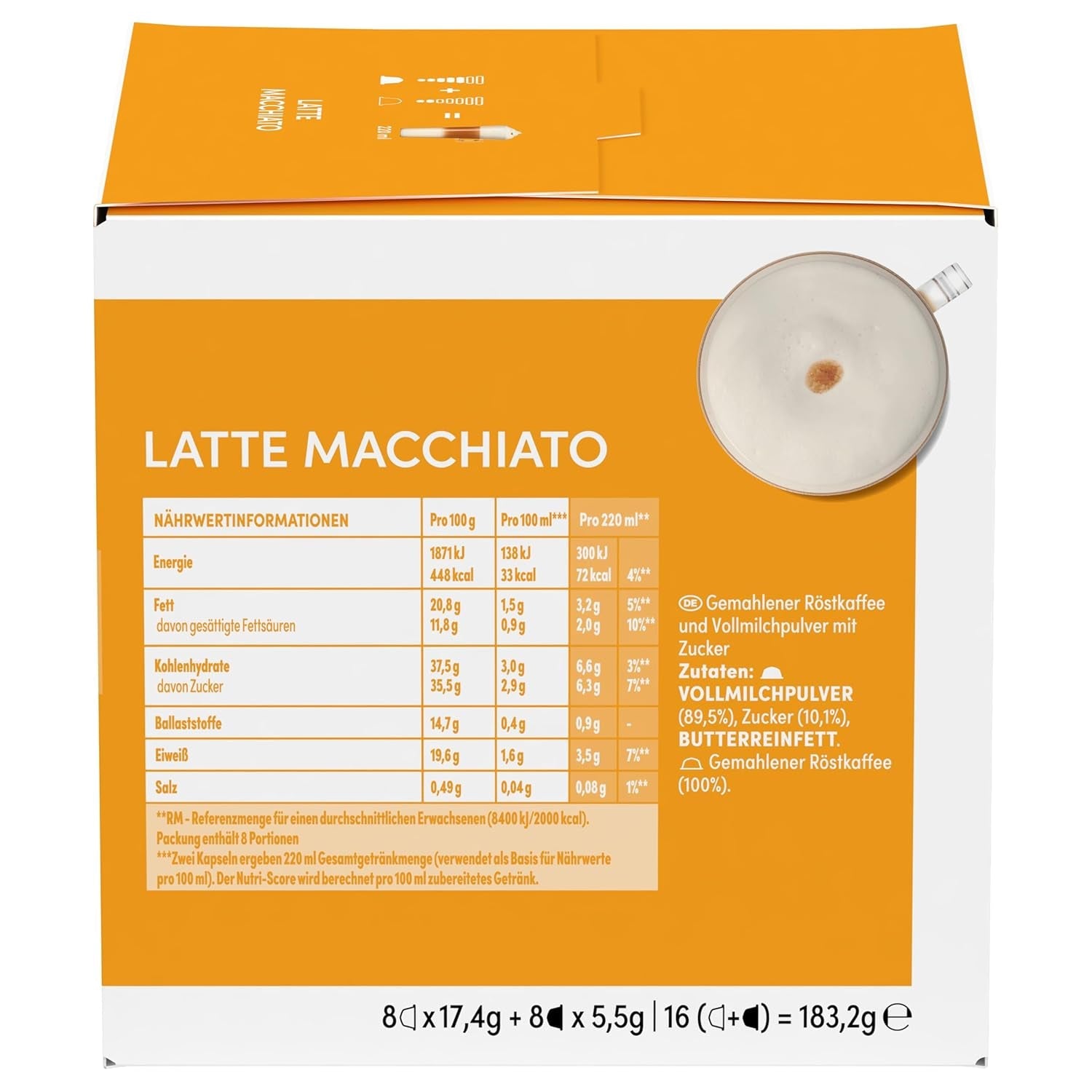 NESCAFÉ DOLCE GUSTO Latte Macchiato Kaffeekapseln Pakiet 6 sztuk (6 x 16 Kapseln)