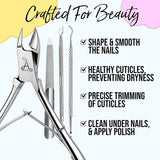 ARMIZ 4-częściowy zestaw odpychaczy i szczypiec do skórek, profesjonalny zestaw narzędzi do usuwania skórek, uniwersalne szczypce do manicure i pedicure ze stali nierdzewnej