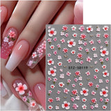 JMEOWIO 3D Nagelsticker Blume Nail Art Naklejka Selbstklebend Nagelaufkleber 5D Stereoskopisch Frühling Letnia dekoracja kwiatowa Nageldesign Zubehör 4 Blatt