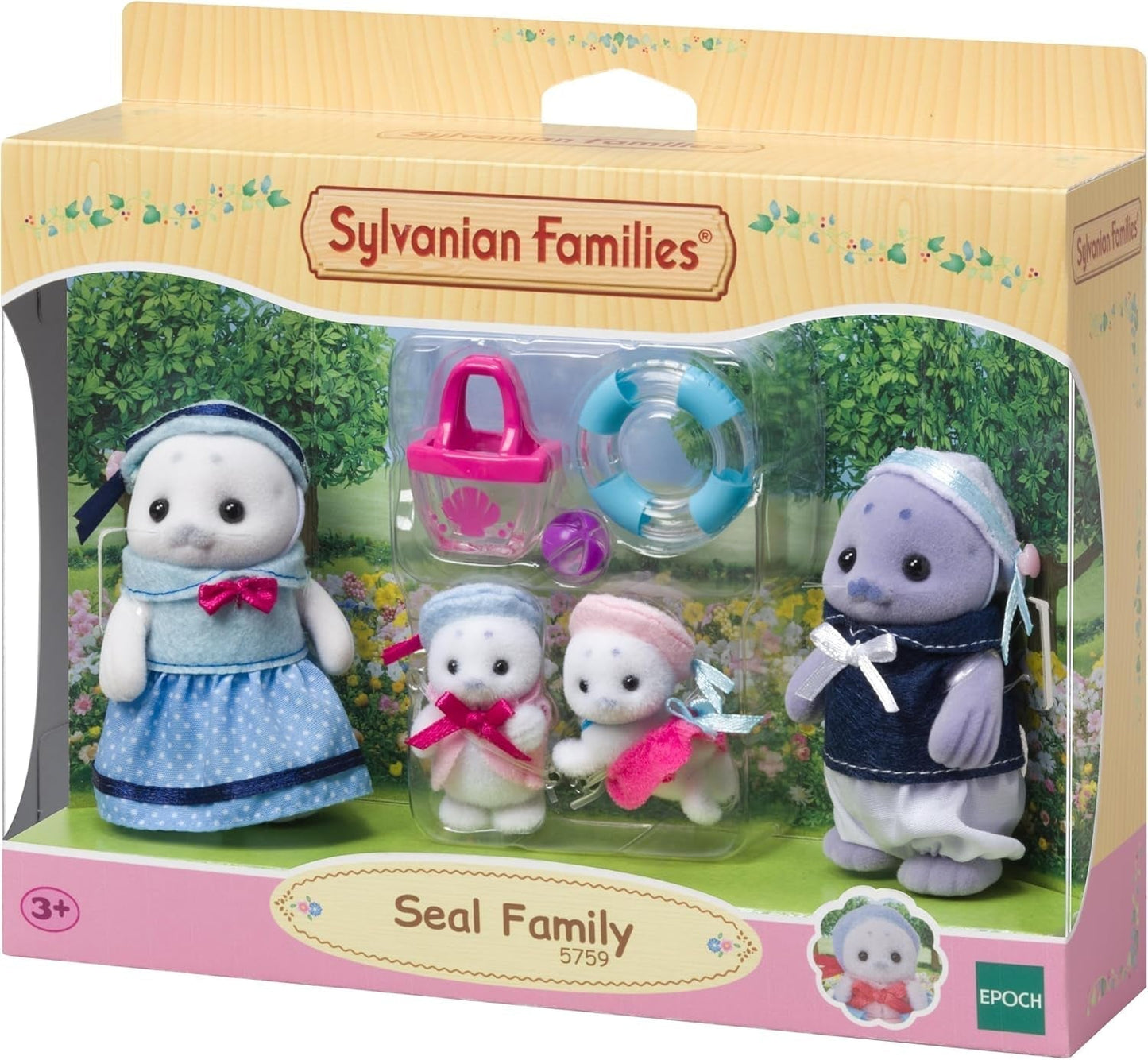 Sylvanian Families - 5759 Rodzina fok Figurka zwierzątka Szczegółowa zabawka dla dzieci w wieku powyżej 3 lat Naty Shop Dolls Domyślny tytuł
