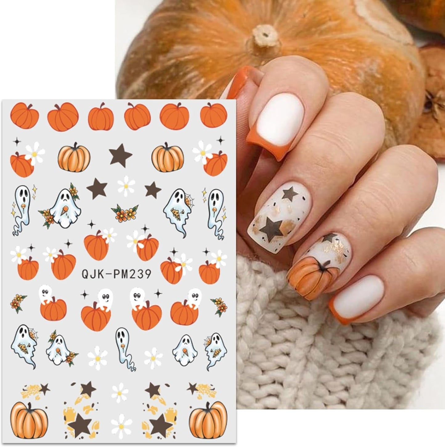 JMEOWIO Nagelsticker Halloween 9 Blatt Nail Art Naklejka Selbstklebend Nagelaufkleber Süßes Gespens Kürbis Dekoration Nageldesign Zubehör