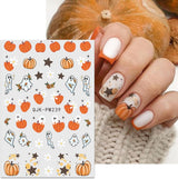 JMEOWIO Nagelsticker Halloween 9 Blatt Nail Art Naklejka Selbstklebend Nagelaufkleber Süßes Gespens Kürbis Dekoration Nageldesign Zubehör