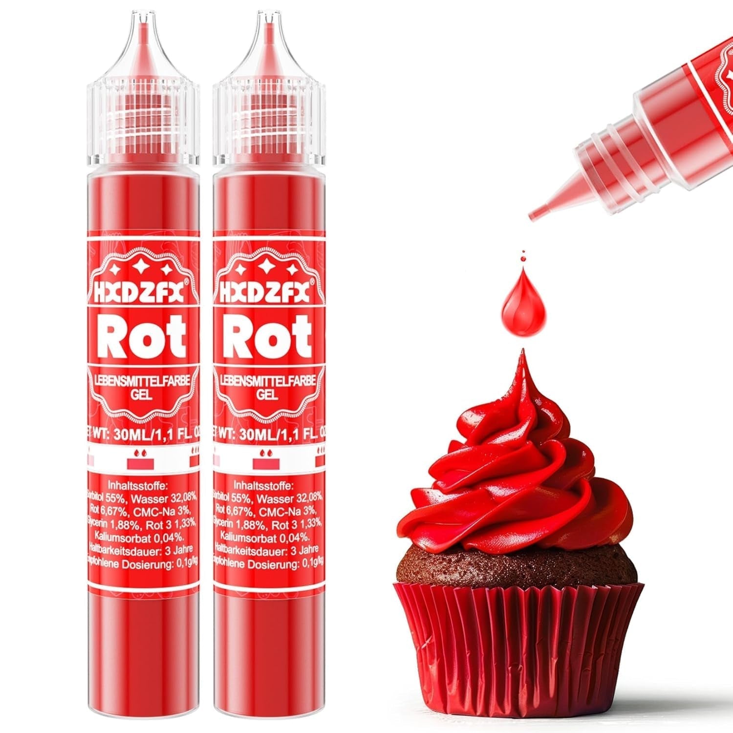 Barwnik spożywczy w żelu - HXDZFX 2×30ml, barwnik spożywczy bez cukru, silnie skoncentrowany, do dekoracji ciast, białej fondantu, makaroników, ciasteczek, wypieków, pisanek, śluzu (fiolet winogronowy)