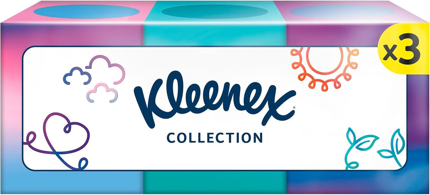 Pudełka na chusteczki kosmetyczne Kleenex, codziennego użytku, 3 warstwy, kostka do zbierania, 12 x 48 chusteczek