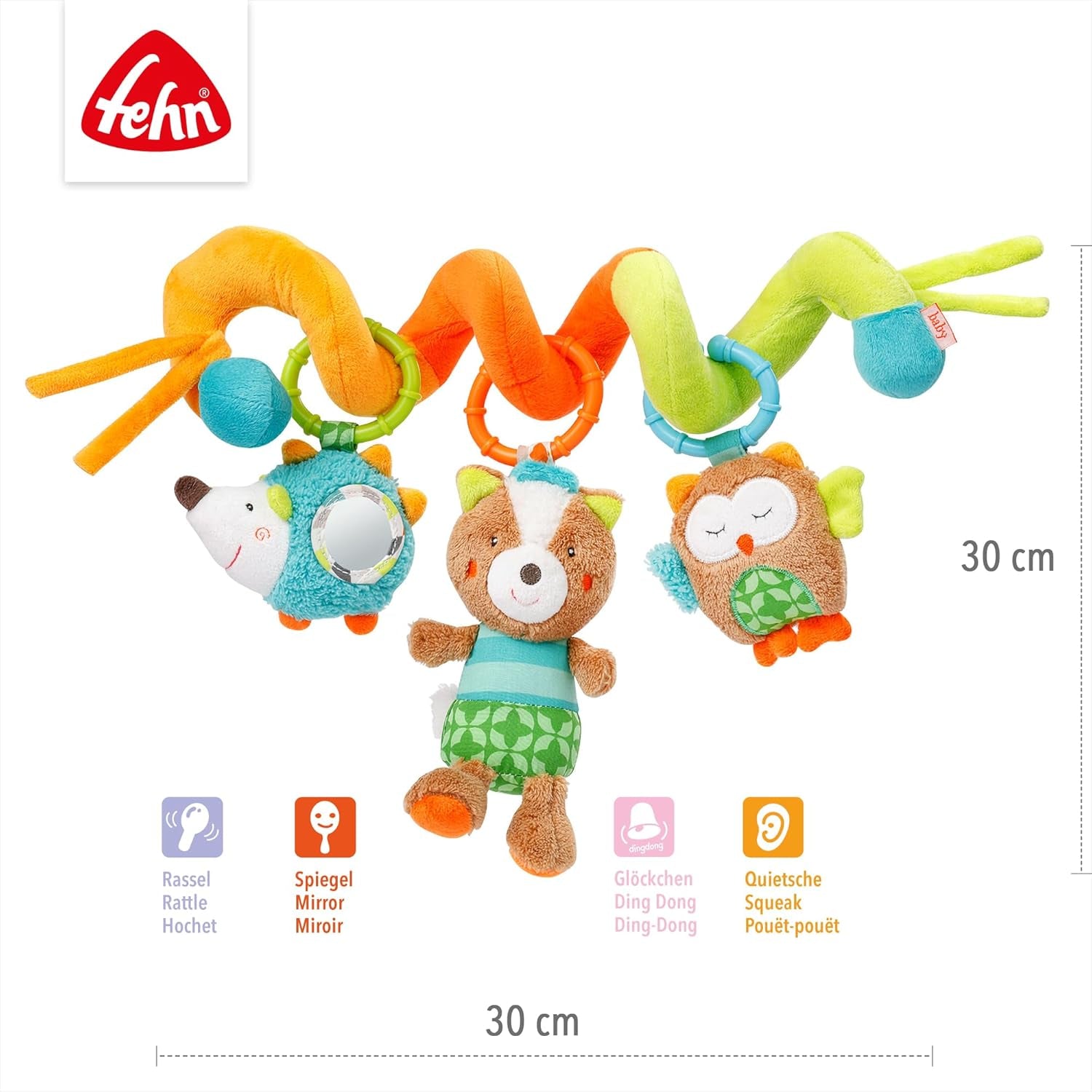 Fehn Activity Spiral Sleeping Forest - zabawka do wózka dotykowego - zabawka dla dziecka do łóżeczka, kojca, wózka i fotelika - zabawka aktywizująca motorycznie dla niemowląt i małych dzieci od 0+ miesiąca Baby Toys Naty Shop