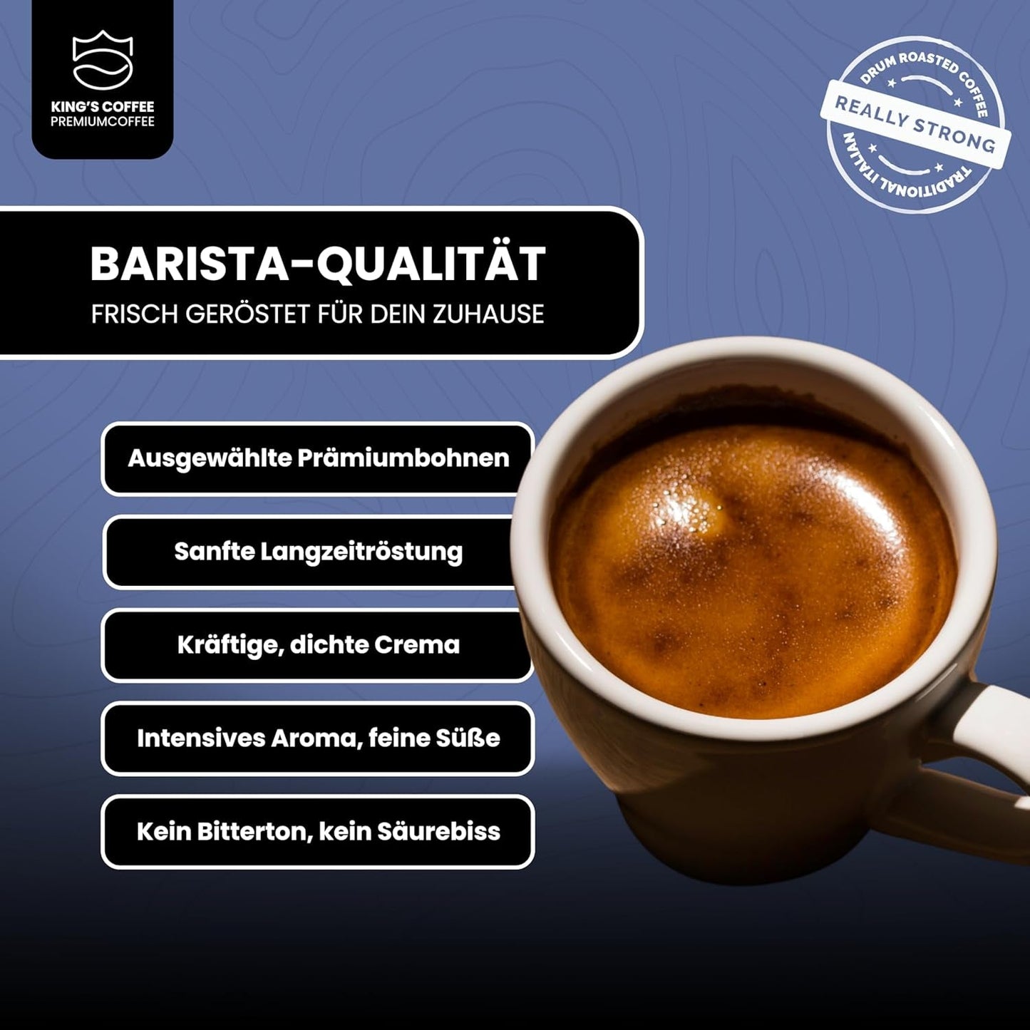 KING'S COFFEE - AMESTEC RS ESPRESSO - 1 kg mocnej i aromatycznej kawy ziarnistej - kawa o niskiej kwasowości - kawa pełnoziarnista - palenie małych partii z Włoch - ziarna espresso do ekspresów w pełni automatycznych i ekspresów kolbowych