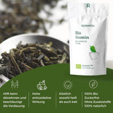 Ekologiczna herbata zielona z jaśminem 100 g (50 filiżanek) | Herbata jaśminowa z Chin luzem, organiczna jakość REPLANTEA