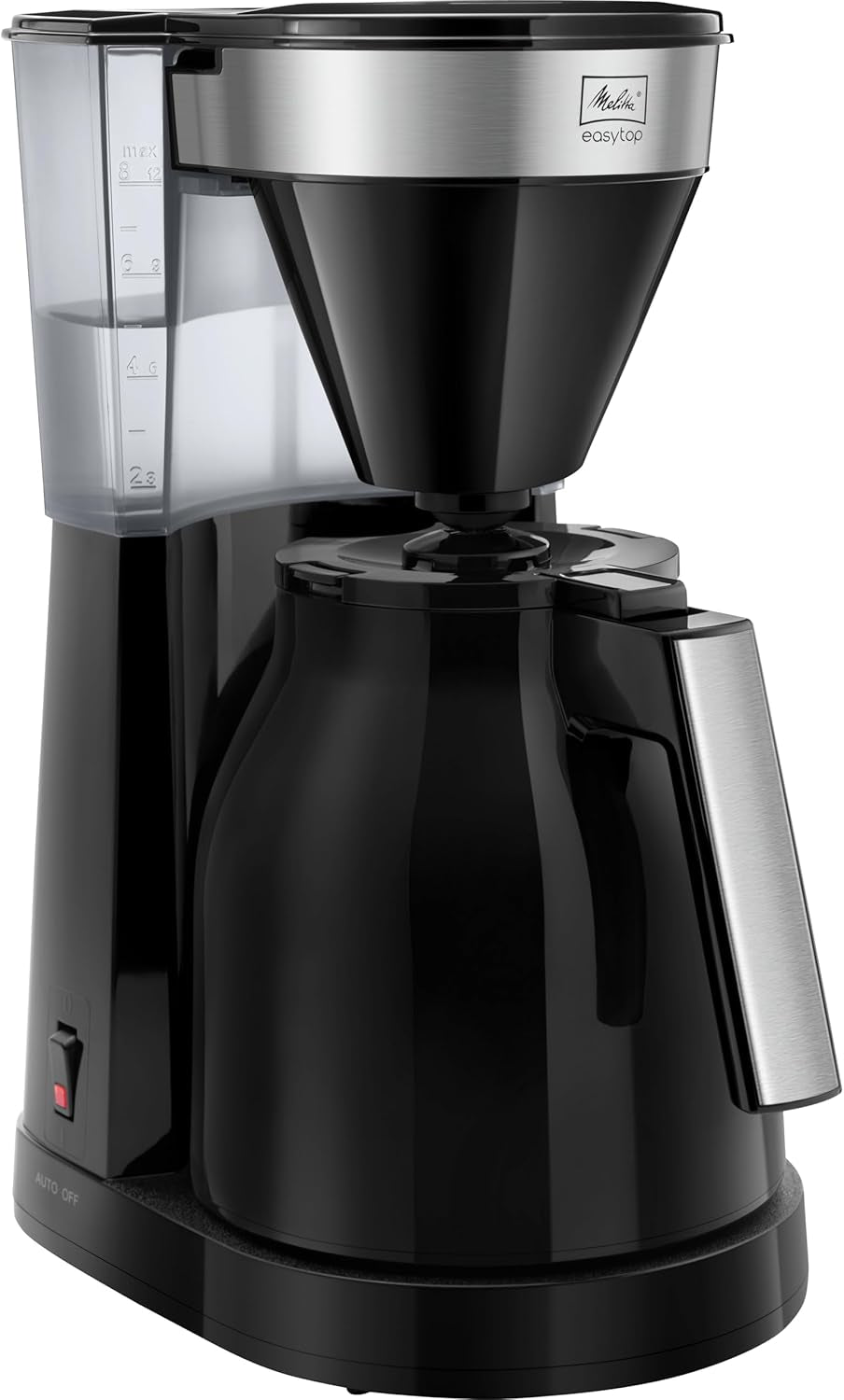 Melitta Easy Top - Ekspres do espresso z filtrem i szklaną karafką, na maksymalnie 10 filiżanek kawy, czarny/stal nierdzewna