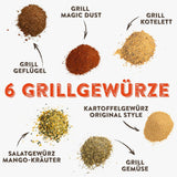 KOTÁNYI Zestaw upominkowy przypraw do grilla - 6er przewoźnik - Prezenty dla mężczyzn - Grill Zubehör i zestaw przypraw do grillowania dla jedes BBQ - Grill Zubehör inkl. Magiczny pył - [Jetzt Geburtstagschenken für Männer bestellen!]