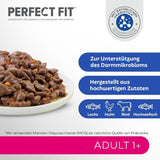 Perfect Fit Adult 1+ wybór mokrej karmy z łososiem, rybami głębinowymi, wołowiną i kurczakiem, 48 saszetek, 12x85g (4 sztuki w opakowaniu) - Mokra karma premium dla dorosłych kotów od 1 roku życia