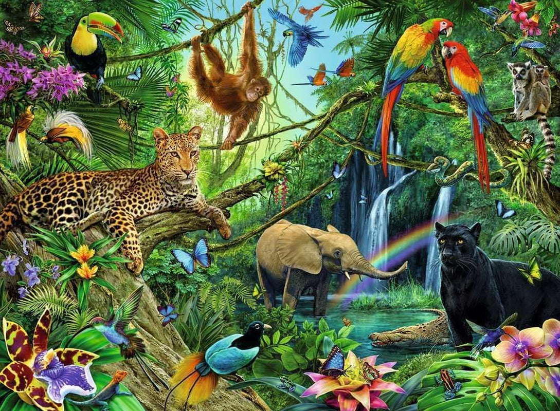 Ravensburger Puzzle dla dzieci - 12660 Zwierzęta w dżungli - Puzzle ze zwierzętami dla dzieci od 8 lat, zawierające 200 elementów w formacie XXL Puzzle Naty Shop
