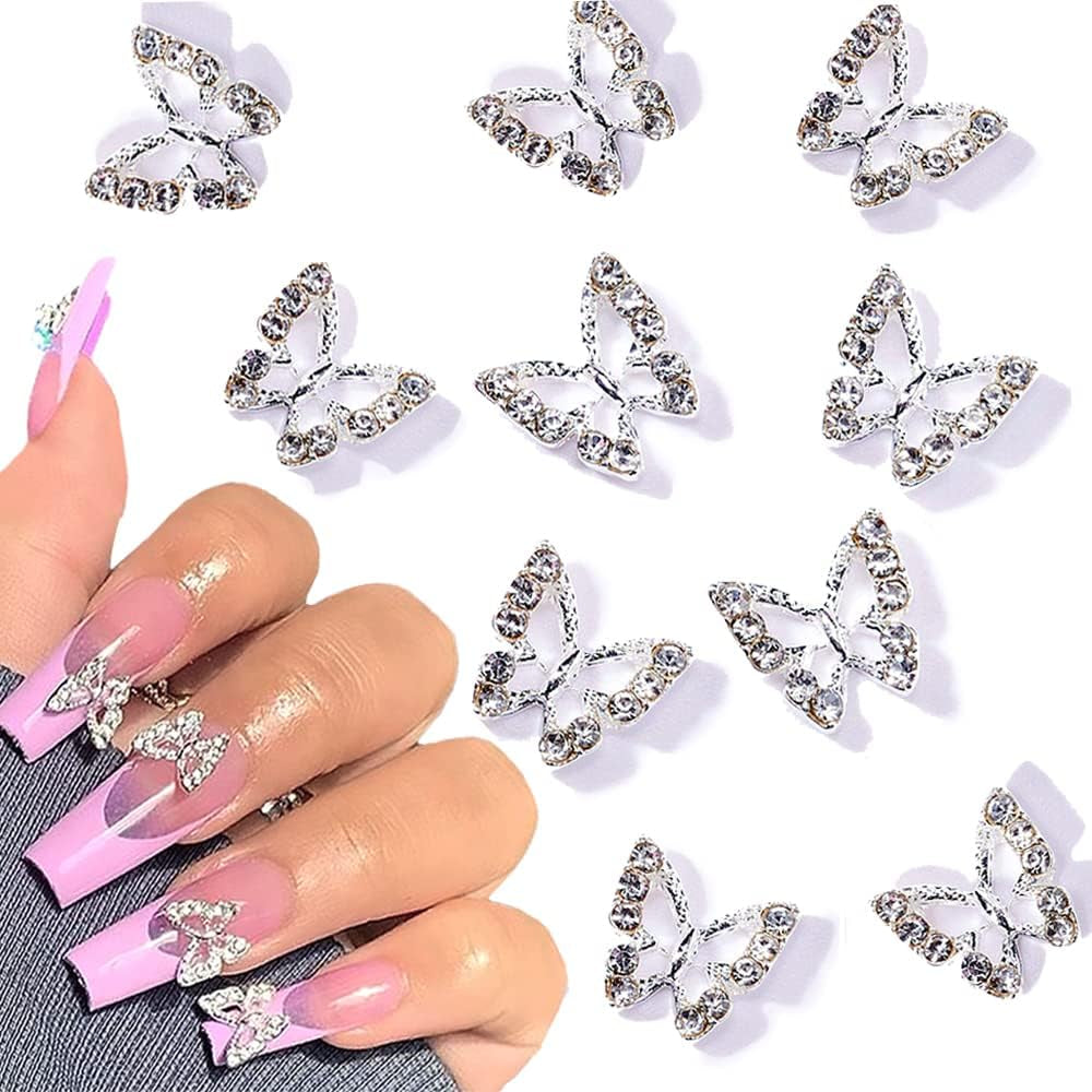 10 sztuk Stop Motyl Ozdoby do paznokci Metalowe ozdoby do paznokci Kamienie do diamentów Gwoździe Klejnoty Biżuteria do paznokci Ozdoby artystyczne Tworzenie biżuterii artystycznej do paznokci