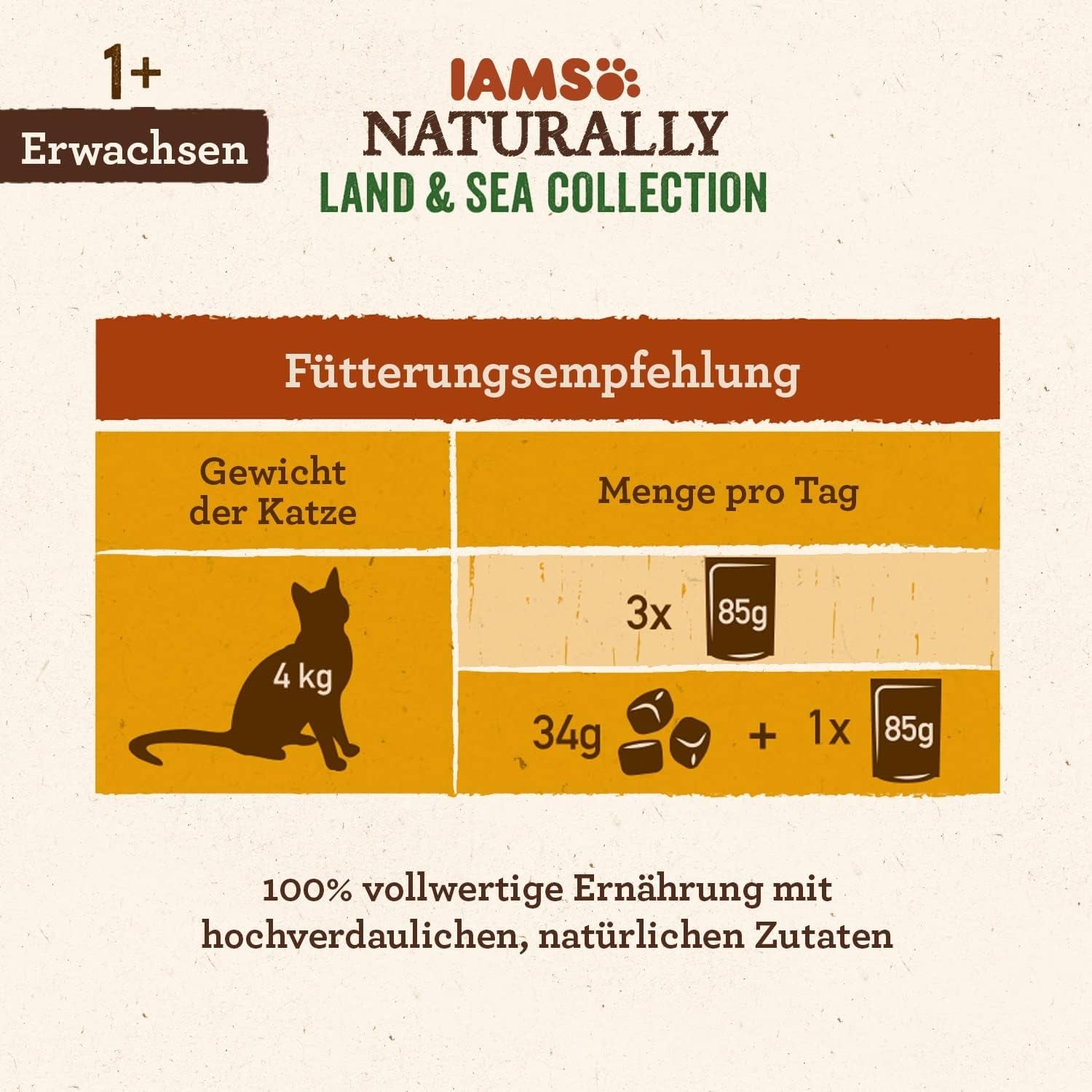 IAMS Natural Mokra karma dla kotów w sosie - Wysokiej jakości mokra karma mięsna i rybna dla dorosłych kotów, kolekcja Land & Sea, 12 x 85g