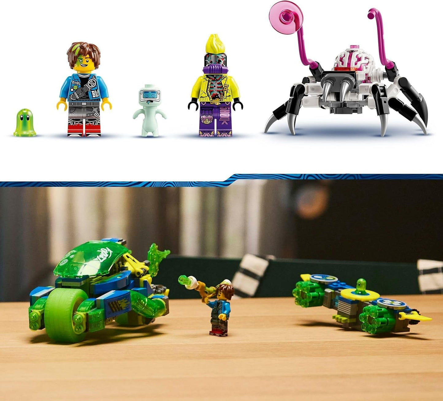 LEGO Dreamzzz Mateo z wyścigówką Z-Blob Action, zestaw fantasy 2 w 1 z pojazdami, minifigurkami i stworzeniami ze snów dla dzieci w wieku powyżej 8 lat, prezent dla chłopców i dziewcząt 71491 Zestawy do budowania Beuche den LEGO-Store