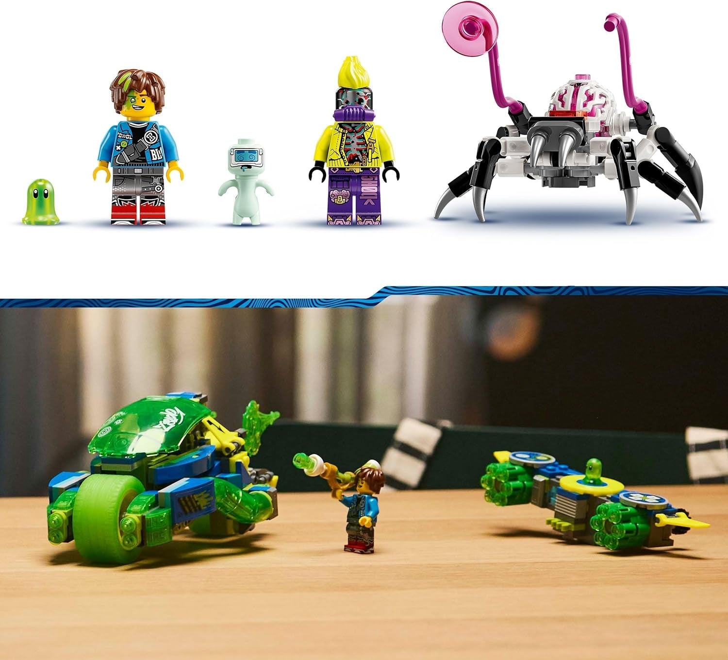 LEGO Dreamzzz Mateo z wyścigówką Z-Blob Action, zestaw fantasy 2 w 1 z pojazdami, minifigurkami i stworzeniami ze snów dla dzieci w wieku powyżej 8 lat, prezent dla chłopców i dziewcząt 71491 Zestawy do budowania Beuche den LEGO-Store