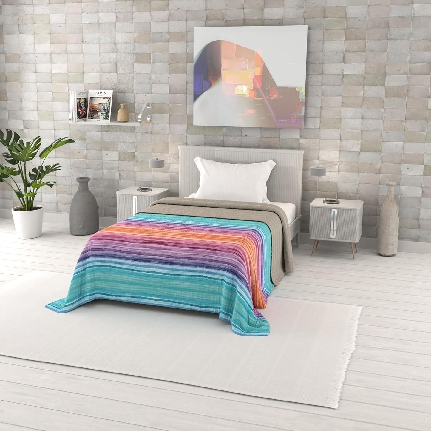 Kołdra letnia z nadrukiem fantasy, wypełnienie poliestrowe, Płatki, 260X270Cm Kołdry i kołdry Naty Shop Rainbow 170X270Cm
