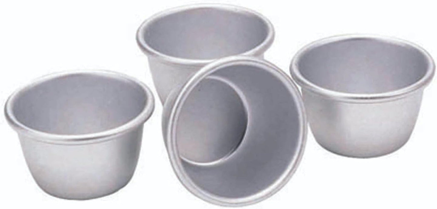 Kitchencraft Mini foremki do budyniu Anodyzowane aluminium 7,5 cm Zestaw 4 srebrnych foremek i tac do pieczenia Naty Shop