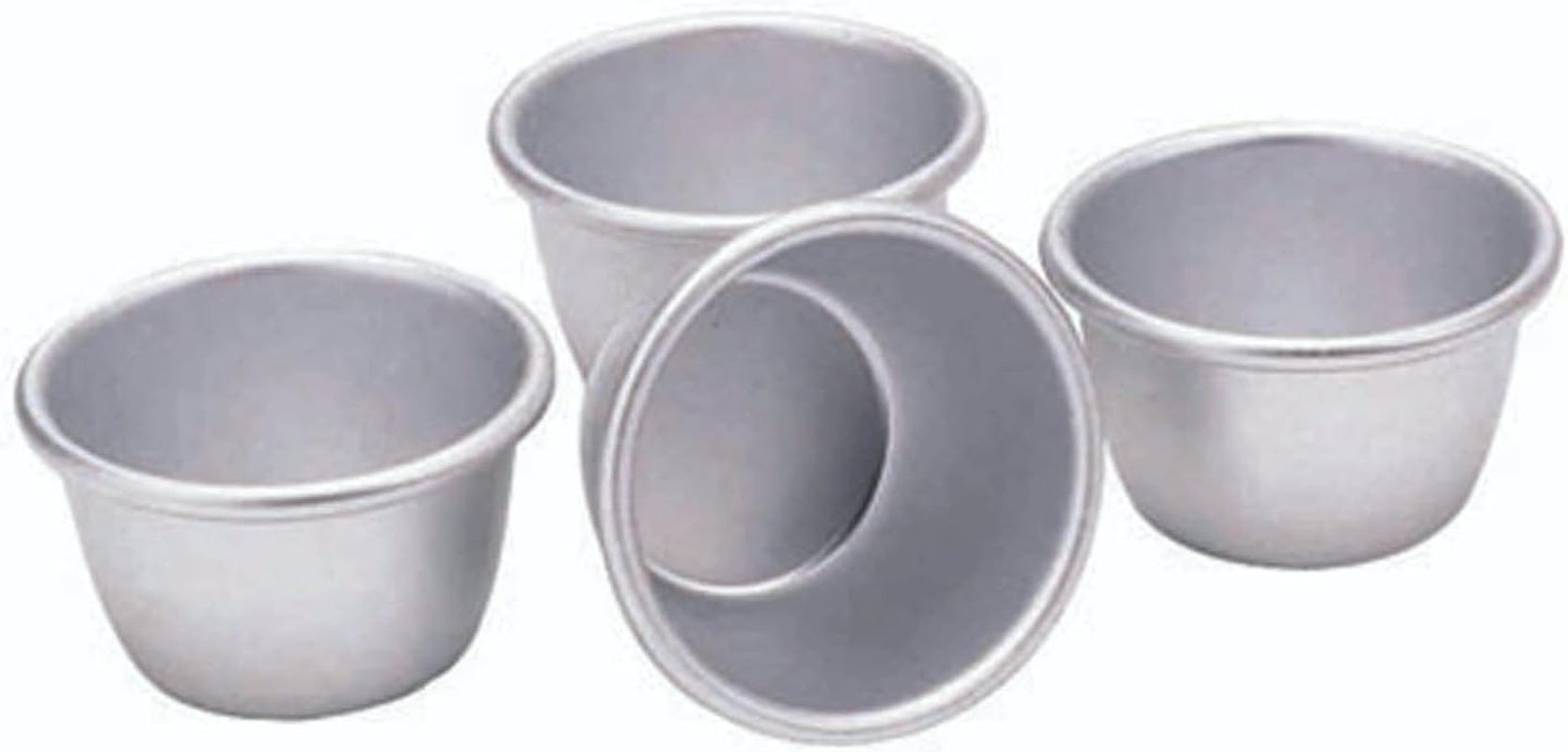 Kitchencraft Mini foremki do budyniu Anodyzowane aluminium 7,5 cm Zestaw 4 srebrnych foremek i tac do pieczenia Naty Shop