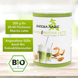 Matchamagic - Organiczna matcha latte w proszku z Japonii z cukrem z kwiatów kokosa do pysznej herbaty