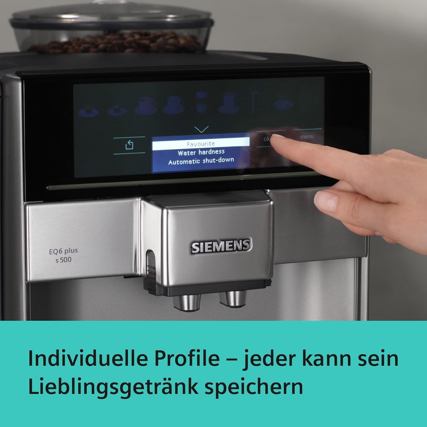 Automatyczny ekspres do kawy Siemens EQ.6 plus s300 TE653501DE, do wielu specjałów kawowych, spieniacz do mleka, młynek ceramiczny, podwójna funkcja kawy, zapobiega osadzaniu się kamienia, automatyczne czyszczenie parą, 1500 W, srebrny