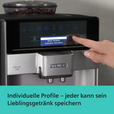 Automatyczny ekspres do kawy Siemens EQ.6 plus s300 TE653501DE, do wielu specjałów kawowych, spieniacz do mleka, młynek ceramiczny, podwójna funkcja kawy, zapobiega osadzaniu się kamienia, automatyczne czyszczenie parą, 1500 W, srebrny