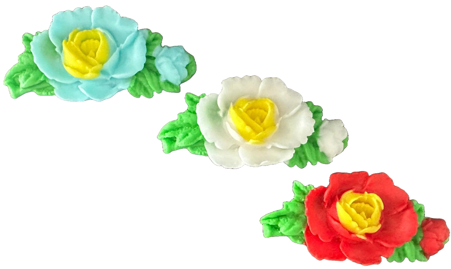 Zestaw 3 jadalnych dekoracji cukrowych, różyczki ze sklepu Sugar Paste Nati