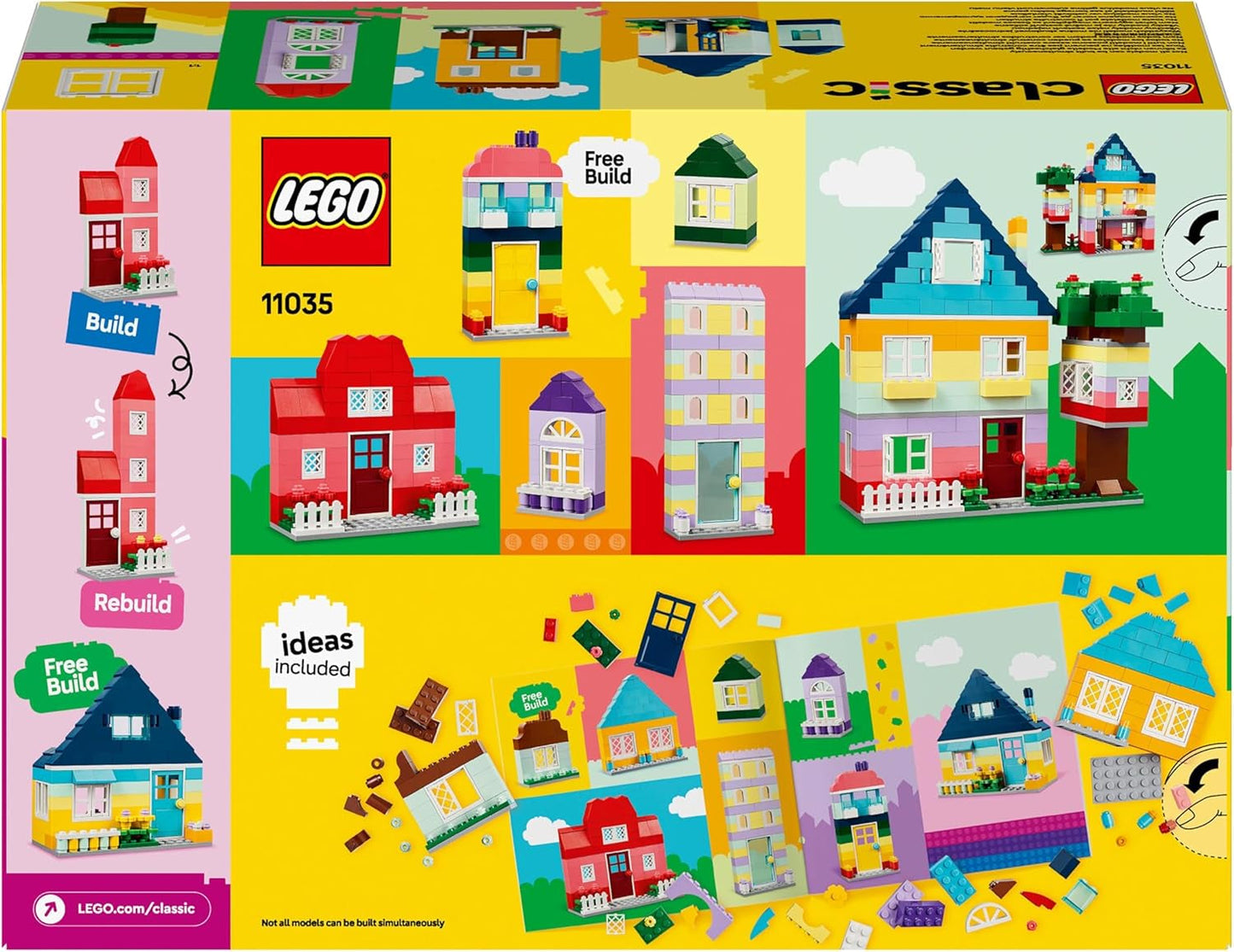 LEGO Classic Kreatywne domy, zestaw klocków do budowania dla dzieci, 850 klocków do budowania, zabawka do budowania domu z akcesoriami, prezent dla chłopców i dziewcząt w wieku 4 lat 11035 Zestawy do budowania Beuche den LEGO-Store