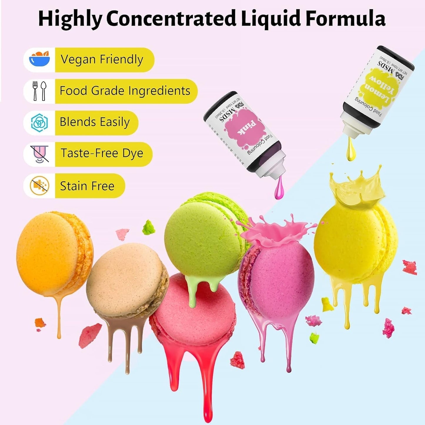 Barwnik spożywczy 9 ​​x 10 ml, barwnik spożywczy w płynie - zestaw barwników spożywczych do dekorowania ciast, makaroników, pączków, krówek, lukru, mydeł DIY, lodów, barwnika do mydła, barwnika do pistoletu natryskowego