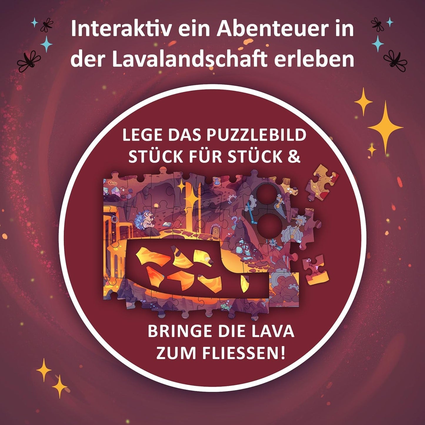 KOSMOS 684853 Puzzle przygodowe Den Tiefen Des Vulkans, 258 elementów, interaktywne puzzle przygodowe dla dzieci w wieku 8+, odkryj historię przygodową z każdym elementem układanki Puzzle Naty Shop