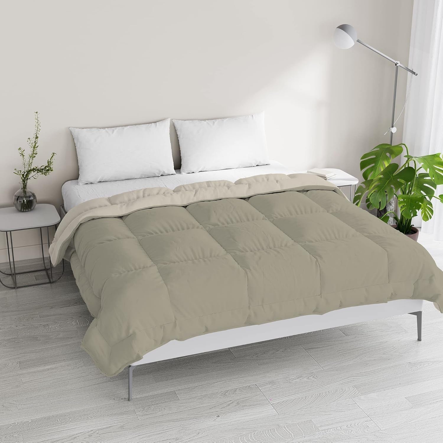 Włoska pościel, kołdra zimowa, kolor taupe/krem, 250X200Cm Kołdry i kołdry Naty Shop