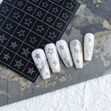 6 arkuszy Szablon aerografu Naklejki na paznokcie, Motyl Płomień Gwiazdy Serce Gwiazdy Naklejki na paznokcie Szablon do drukowania Narzędzie Nail Art Samoprzylepne naklejki dla kobiet Naklejki do zdobienia paznokci