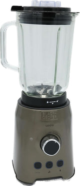 BLACK+DECKER Mikser stojący | 500W | 2 prędkości | Funkcja impulsu | Glaskrug | 1,5 l | Edelstahlmesser Mit 4 Klingen | Herausnehmbar Und Leicht Zu Reinigen | Kuchnia Weiß Und Grau Naty Shop 1200W Edelstahl