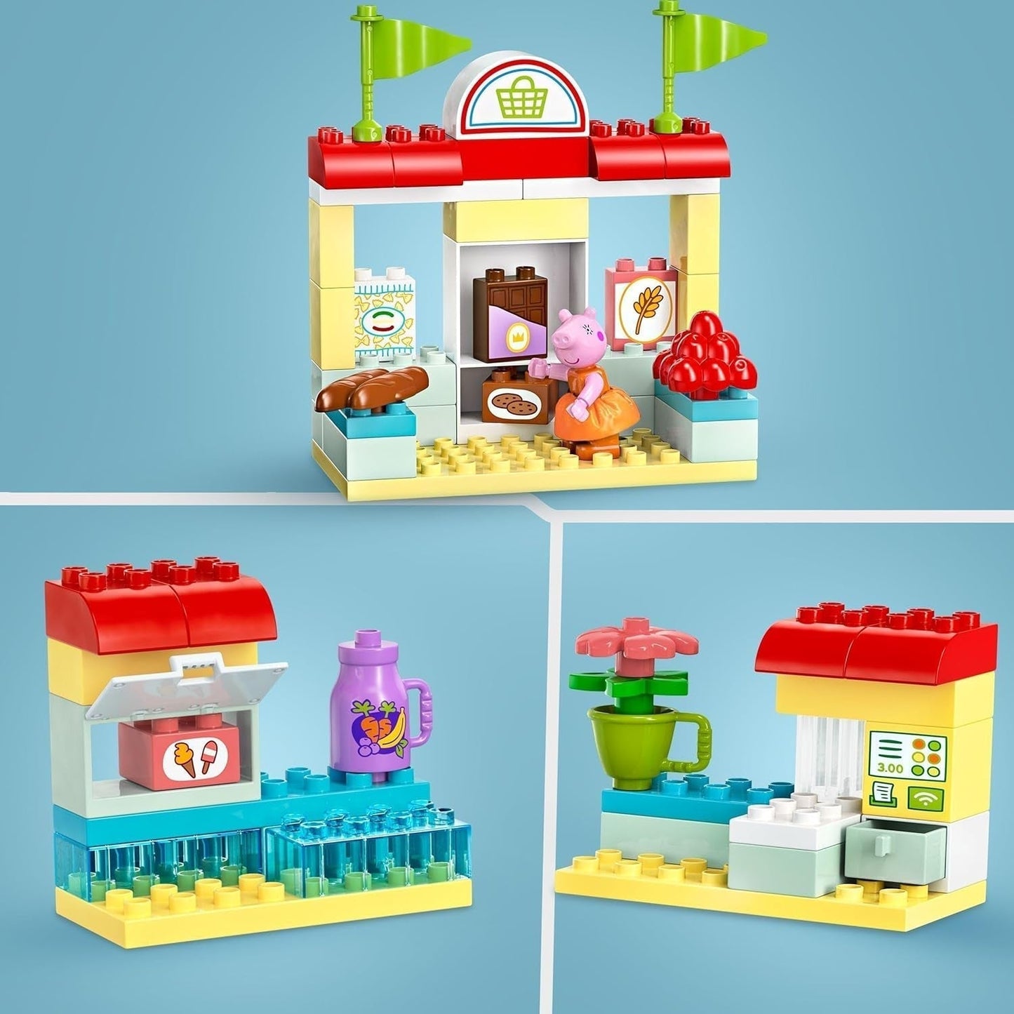 LEGO DUPLO 10434 Supermarket Peppy: kreatywna zabawka edukacyjna i zestaw do zabawy, prezent dla chłopców i dziewcząt od 2. roku życia, zachęca do rozwijania zręczności. Zestawy do budowania Besuche den LEGO-Store