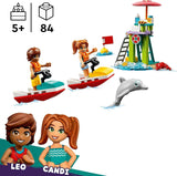 Wieża obserwacyjna ratownika LEGO Friends z nartami wodnymi, zabawka dla dzieci, pomysł na prezent dla dziewcząt i chłopców od 5 lat z 2 figurkami i delfinem, zabawka na skuterze wodnym 42623 Zestawy do budowania Besuche den LEGO-Store