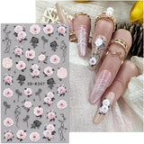 JMEOWIO 3D Nagelsticker Blumen Nail Art Naklejka Selbstklebend Nagelaufkleber 5D Stereoskopisch Frühling Sommer Dekoration Nageldesign Zubehör 4 Blatt