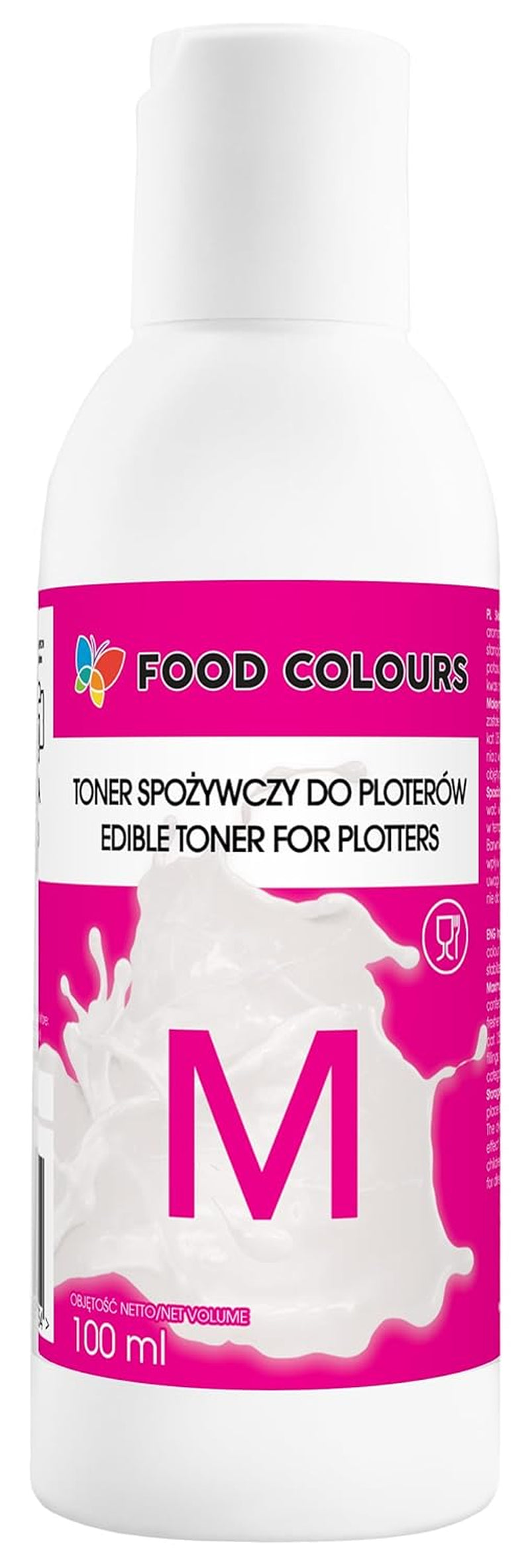 Zestaw barwników spożywczych z tuszami jadalnymi do ploterów 6 x 100 ml | Jasny Cyjan | Cyjan | Jasna Magenta | | Magenta | Żółty | Czarny | Druk jadalny, druk na papierze waflowym, dekoracyjna posypka do ciast