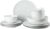 Zestaw zastawy stołowej Rosenthal Junto White, porcelana, biała, płaskie talerze, talerze obiadowe Ø 22 cm, talerze obiadowe Ø 21,5 cm i miski na płatki Ø 14 cm, 0,62 l, można myć w zmywarce i używać w kuchence mikrofalowej, zestaw dla 4 osób